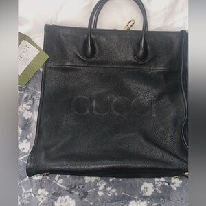 Gucci Black Textured Leather Tote